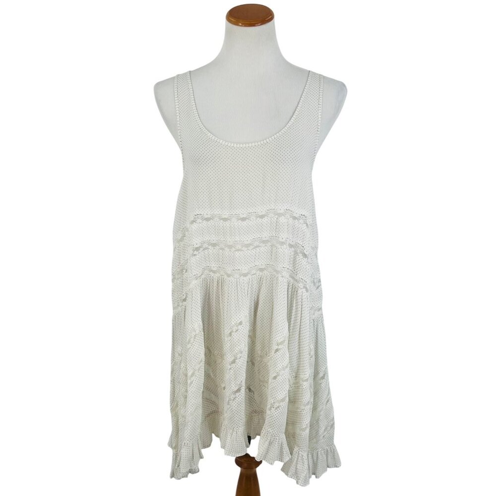 Free People White Voile & Lace Trapeze Slip Dress | Boho Cottagecore Grunge M - Picture 14 of 16